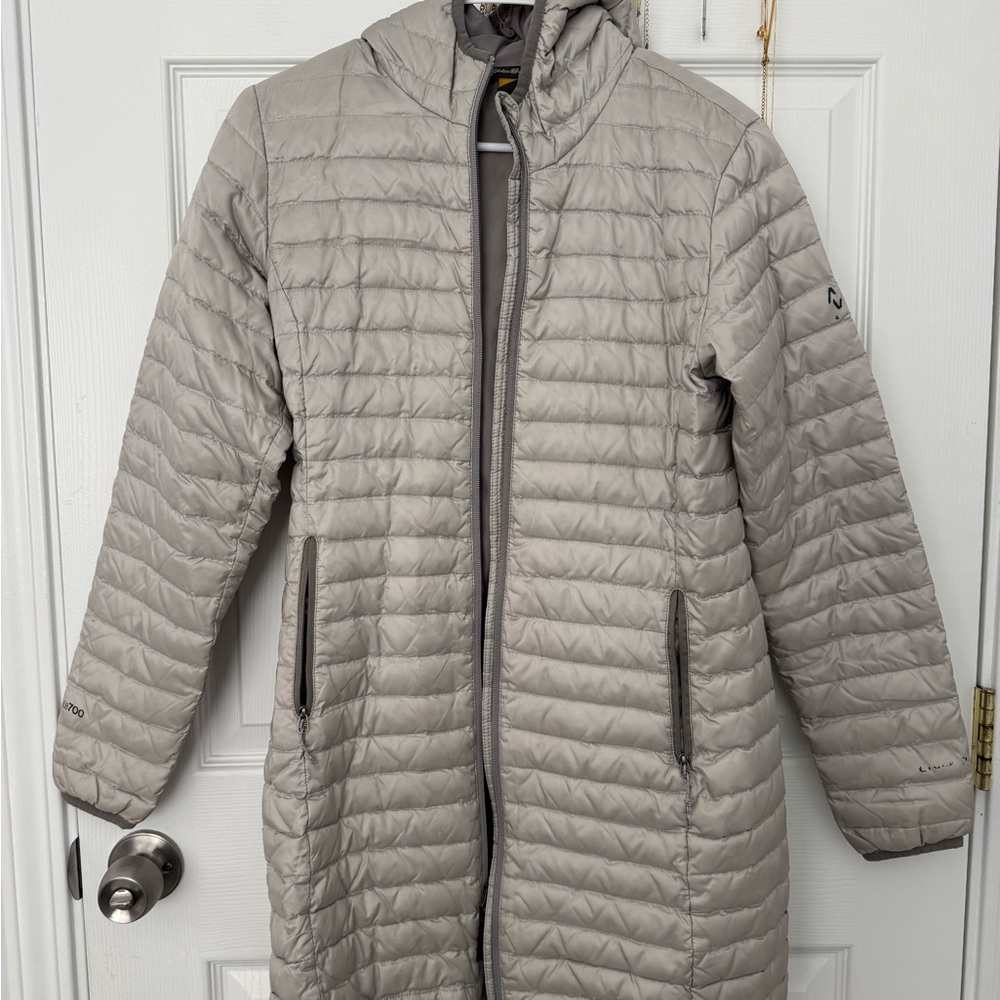 Eddie Bauer Women's Grayish Silver Midi Puffer size XS
